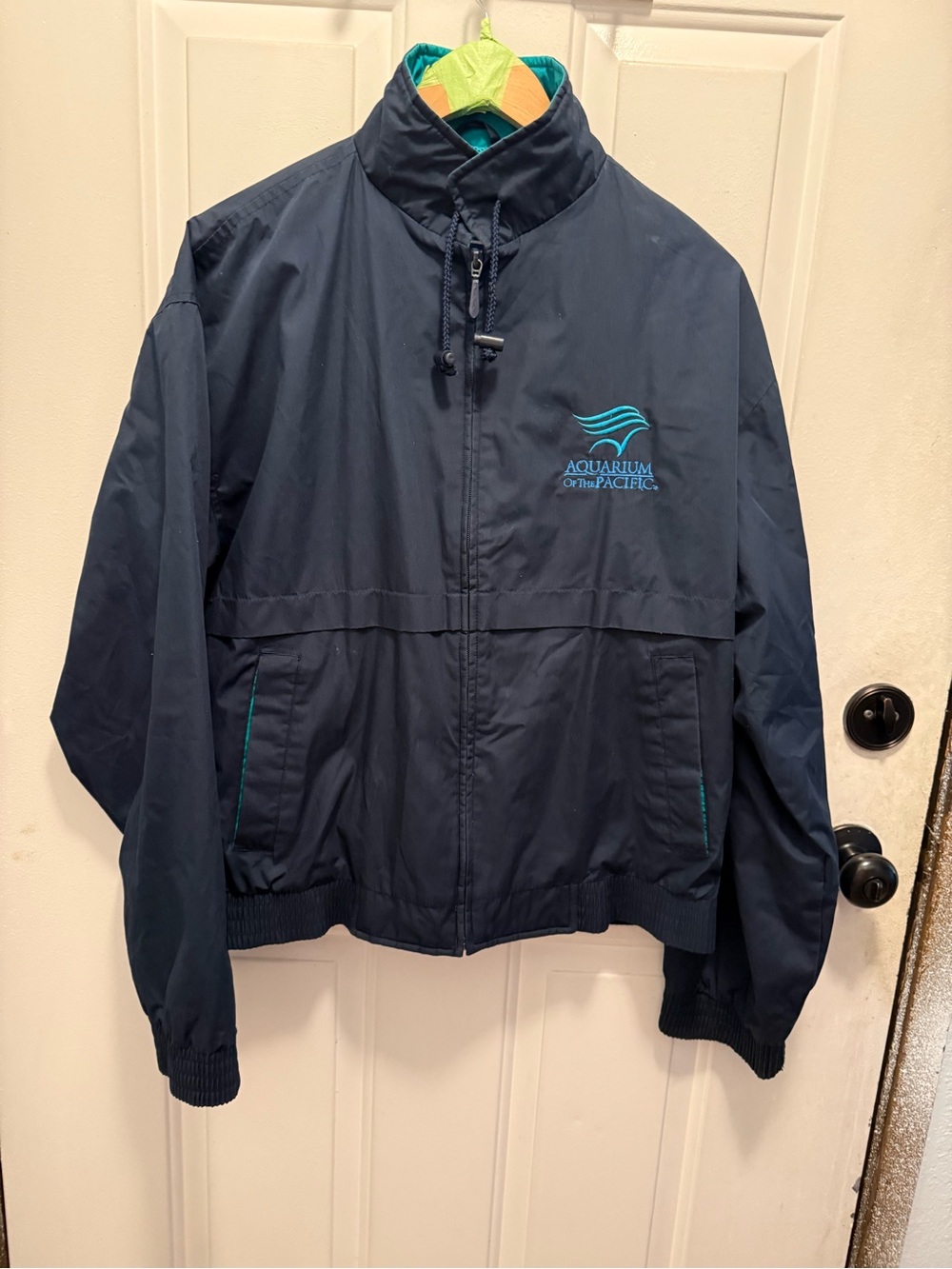 Like New Port Authority Men’s Navy Jacket with Teal Logo